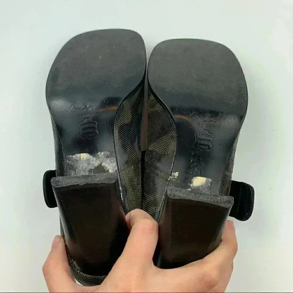 Nina heels size 6.5 leather army green camo 90s - Picture 6 of 12